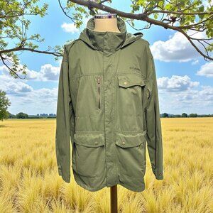 Columbia Mens Green Utility Jacket XXL Hooded Hiking Gorpcore Outdoors Fall